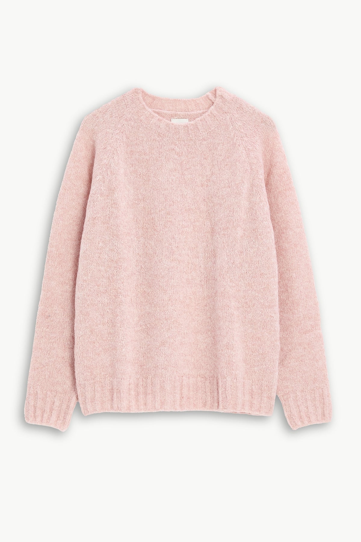 Crewneck Sweater in a Pink Brushed Sustainable Alpaca Wool