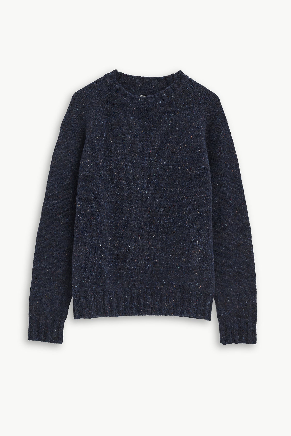 Crewneck Raglan Sweater in a Sustainable Melange Yarn – Navy
