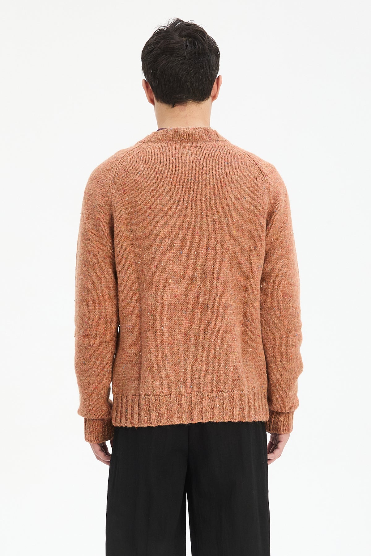Crewneck Sweater in Terracotta Nepped Alpaca