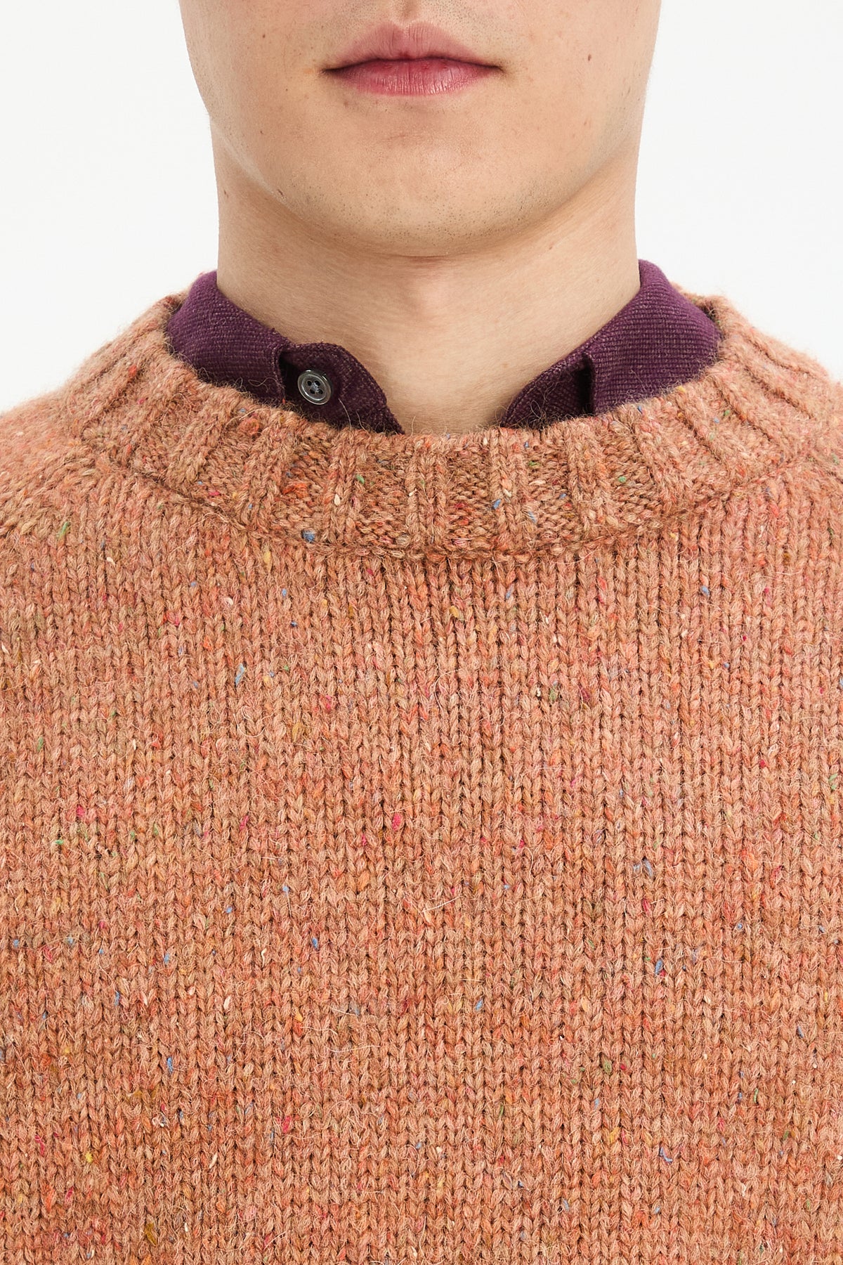 Crewneck Sweater in Terracotta Nepped Alpaca