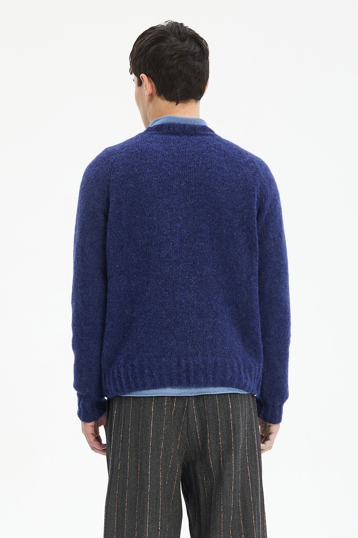 Crewneck Sweater in Dark Cobalt Blue Alpaca Wool