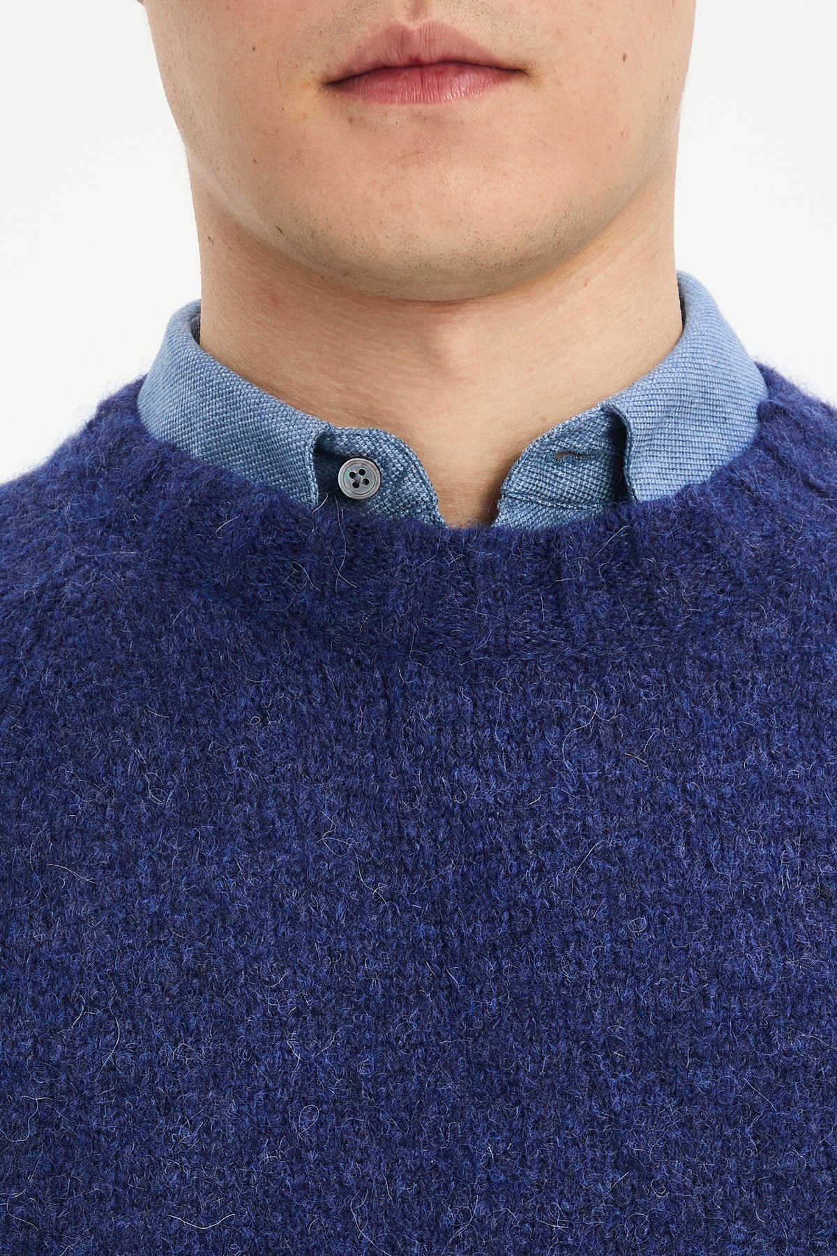 Crewneck Sweater in Dark Cobalt Blue Alpaca Wool