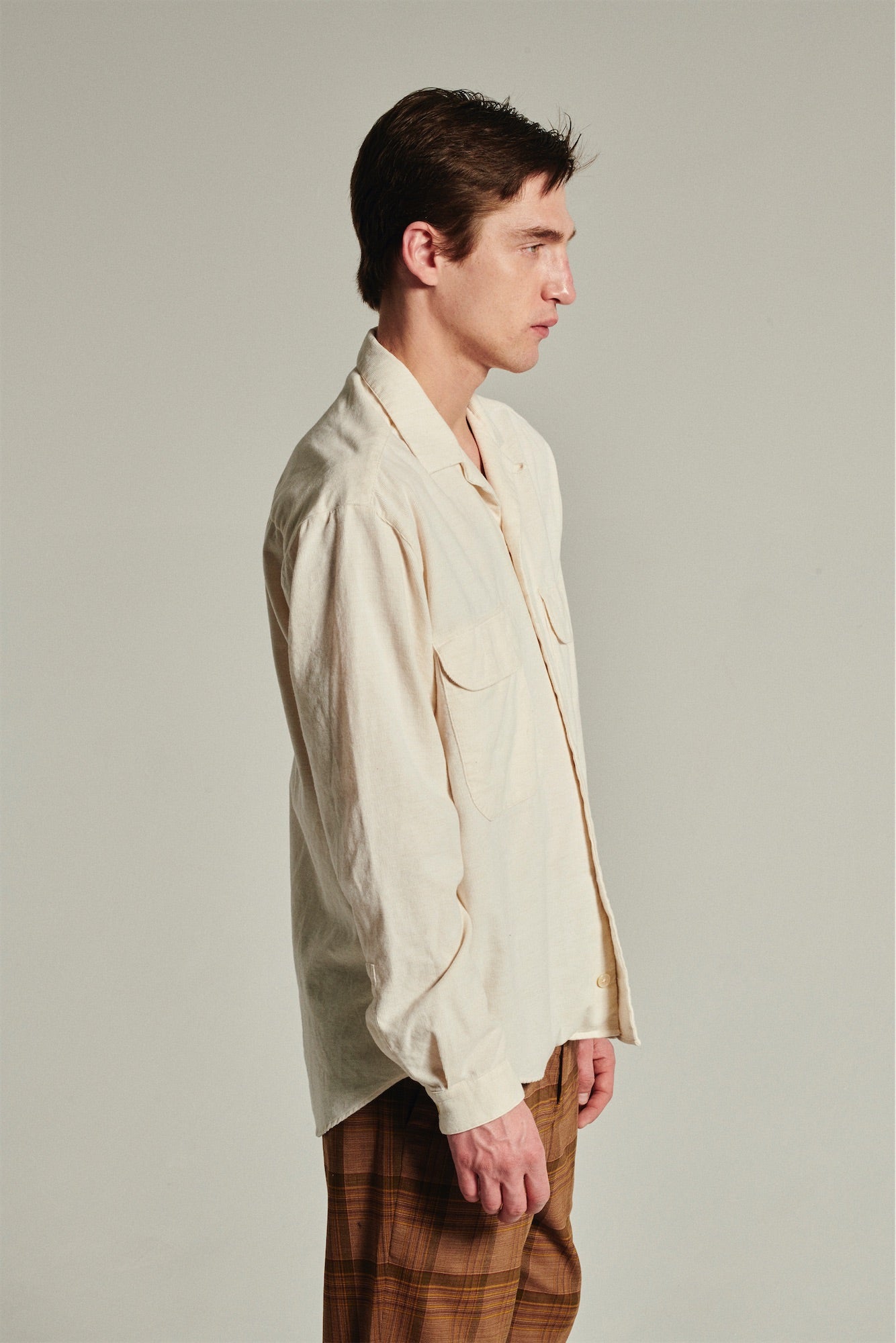 Relaxed Oversized Leisure Shirt in a Creamy Japanese Baby Corduroy Cotton