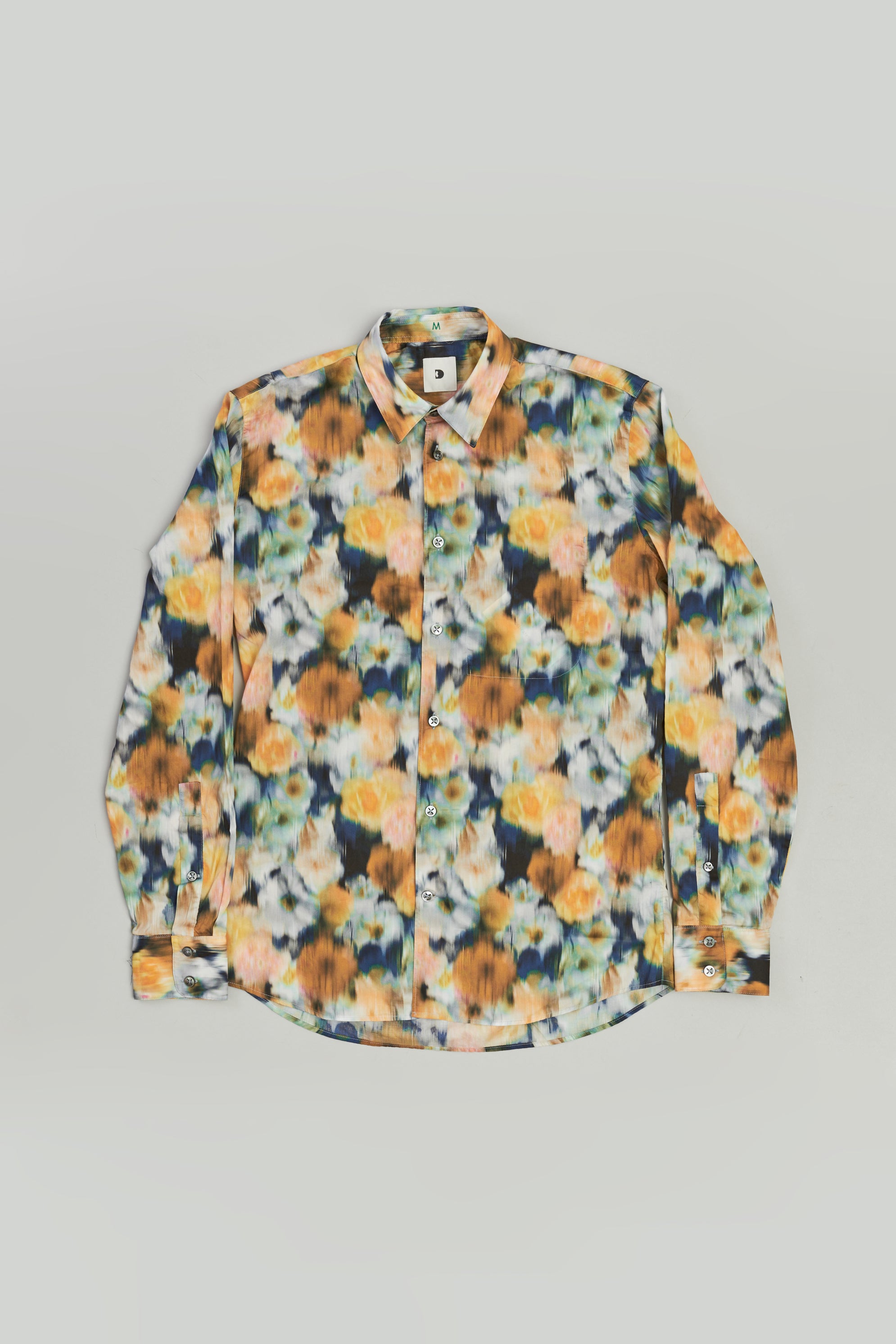 Feel Good Shirt in a Yellow, Ochre, Dark Blue Liberty Italian Cotton