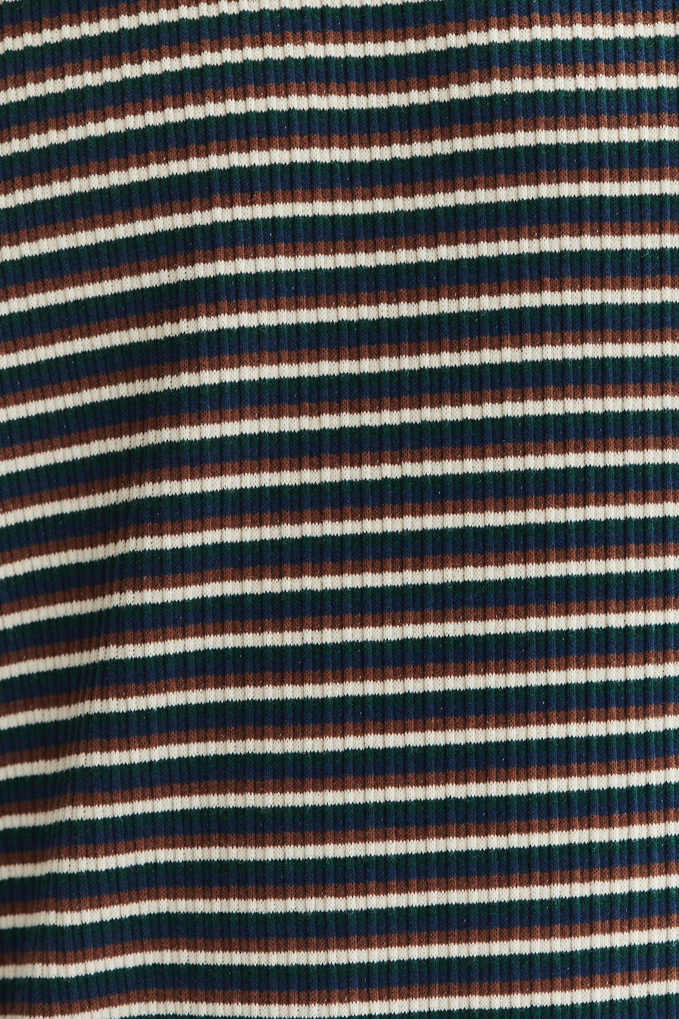 Long Sleeve Sweatshirt in a Navy, Brown and Cream Beige White Finest  Rib Knit Japanese Cotton