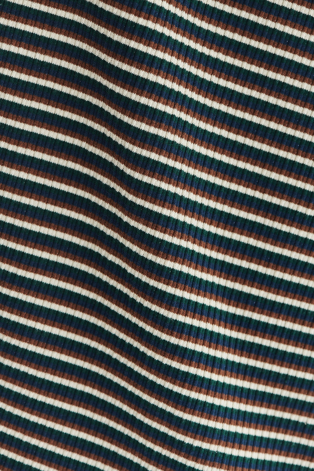 Long Sleeve Sweatshirt in a Navy, Brown and Cream Beige White Finest  Rib Knit Japanese Cotton