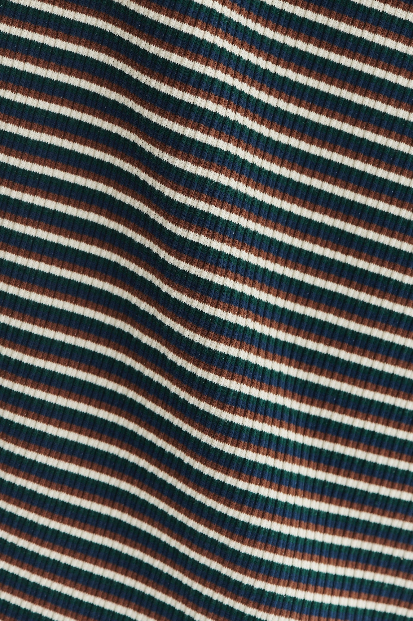 Long Sleeve Sweatshirt in a Navy, Brown and Cream Beige White Finest  Rib Knit Japanese Cotton