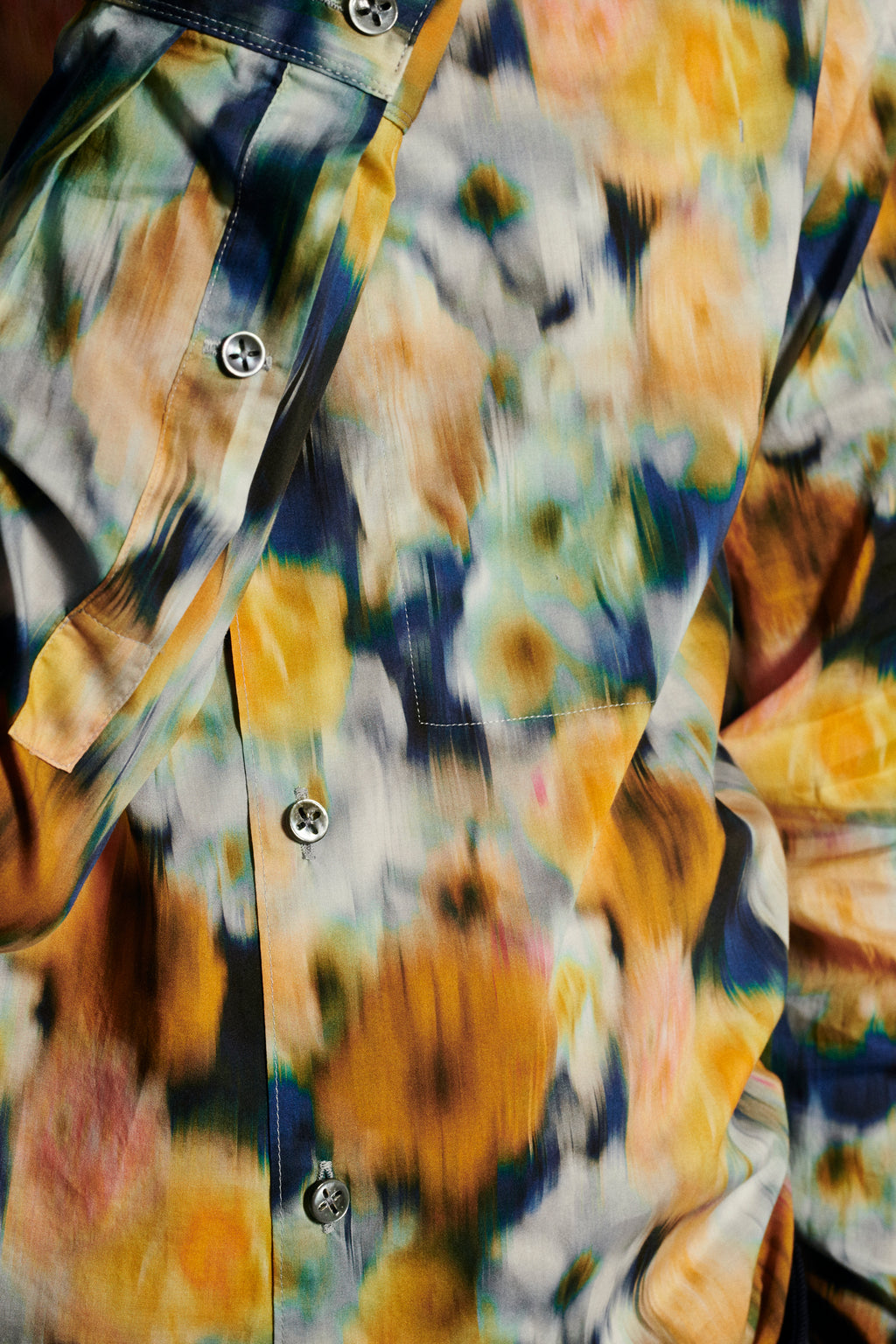 Feel Good Shirt in a Yellow, Ochre, Dark Blue Liberty Italian Cotton