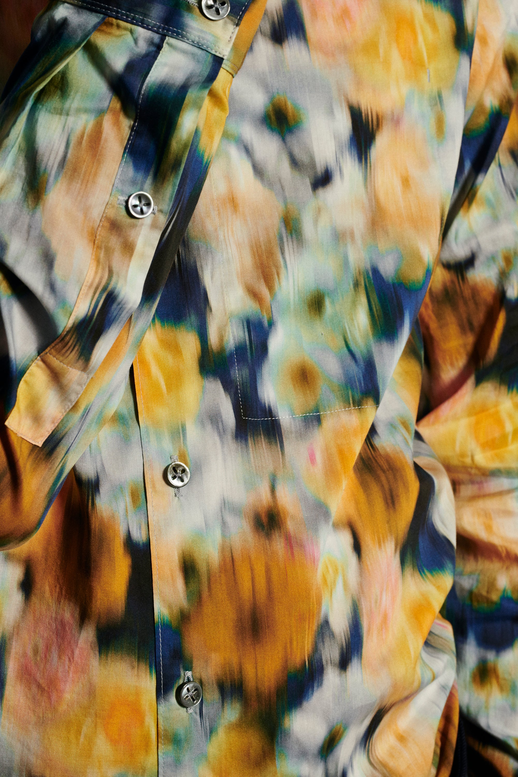 Feel Good Shirt in a Yellow, Ochre, Dark Blue Liberty Italian Cotton