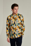Feel Good Shirt in a Yellow, Ochre, Dark Blue Liberty Italian Cotton