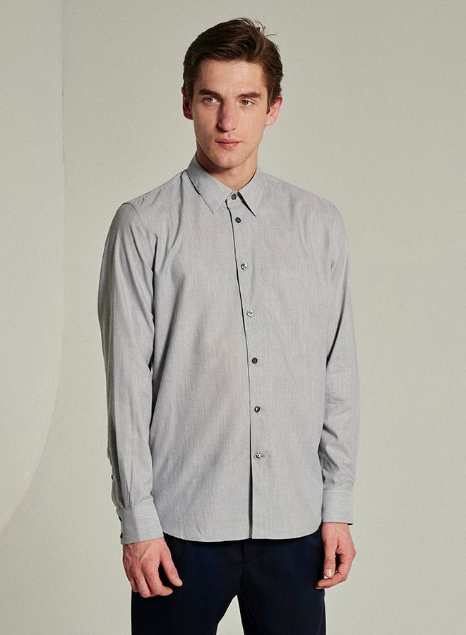 Feel Good Shirt in a Light Grey Long Staple Natural Stretch Italian Cotton