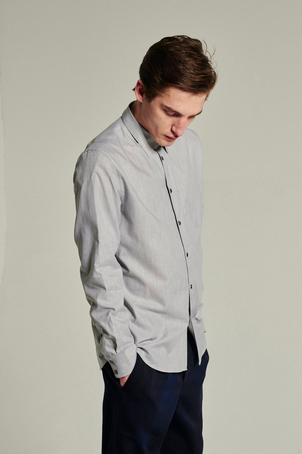 Feel Good Shirt in a Light Grey Long Staple Natural Stretch Italian Cotton