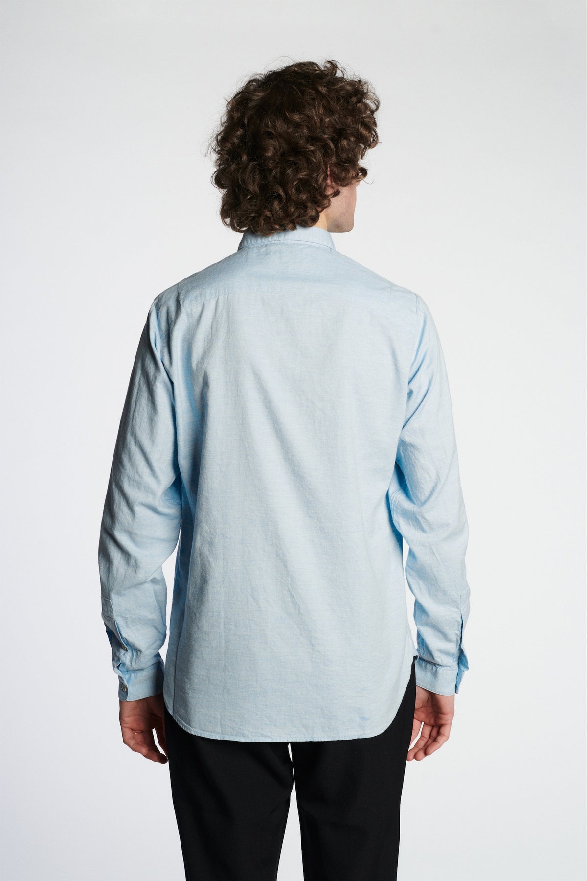 Cute Round Collar Shirt in a Light Blue Japanese Organic Oxford Cotton