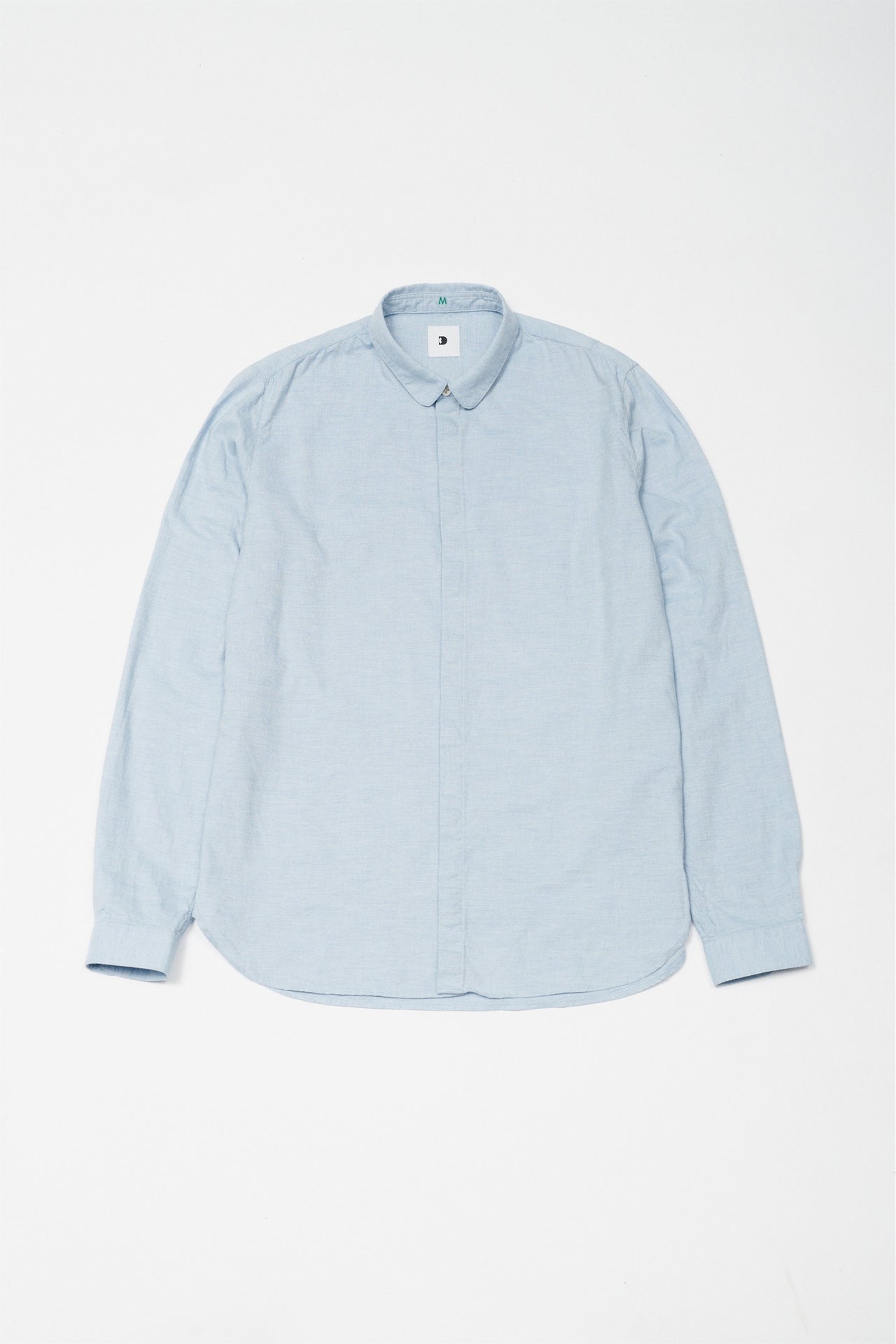 Cute Round Collar Shirt in a Light Blue Japanese Organic Oxford Cotton