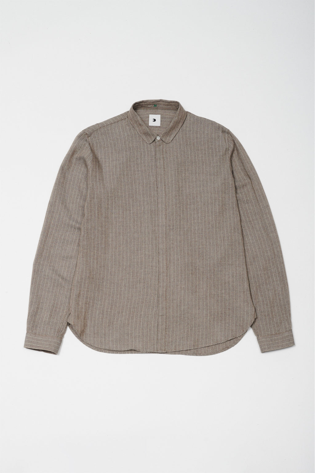 Cute Shirt in a Rusty Grey Copper Green Pin Stripe Portuguese Merino Wool and Modal