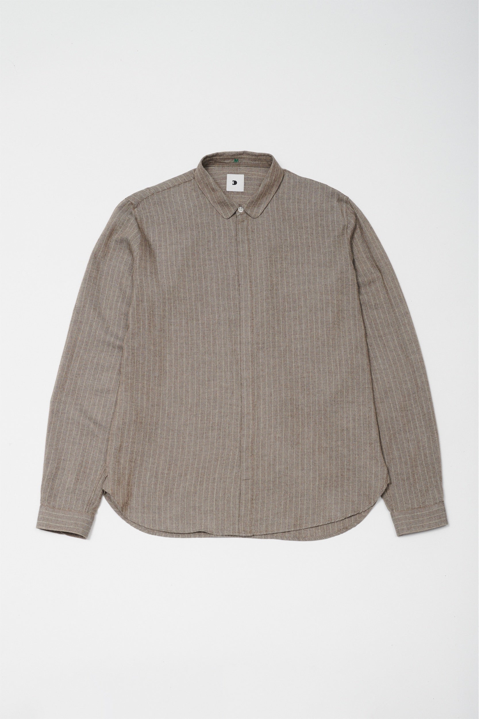 Cute Shirt in a Rusty Grey Copper Green Pin Stripe Portuguese Merino Wool and Modal