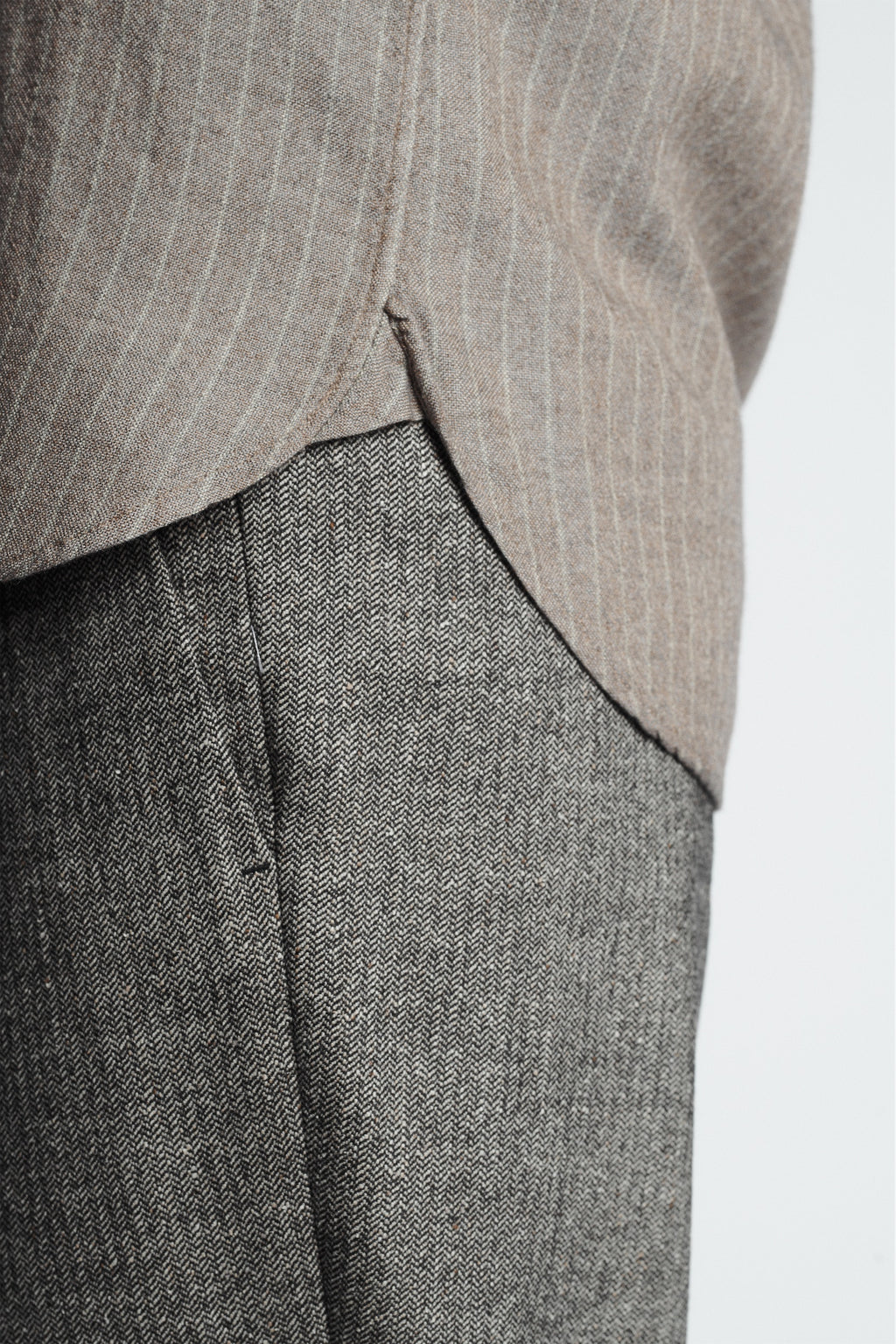 Cute Shirt in a Rusty Grey Copper Green Pin Stripe Portuguese Merino Wool and Modal