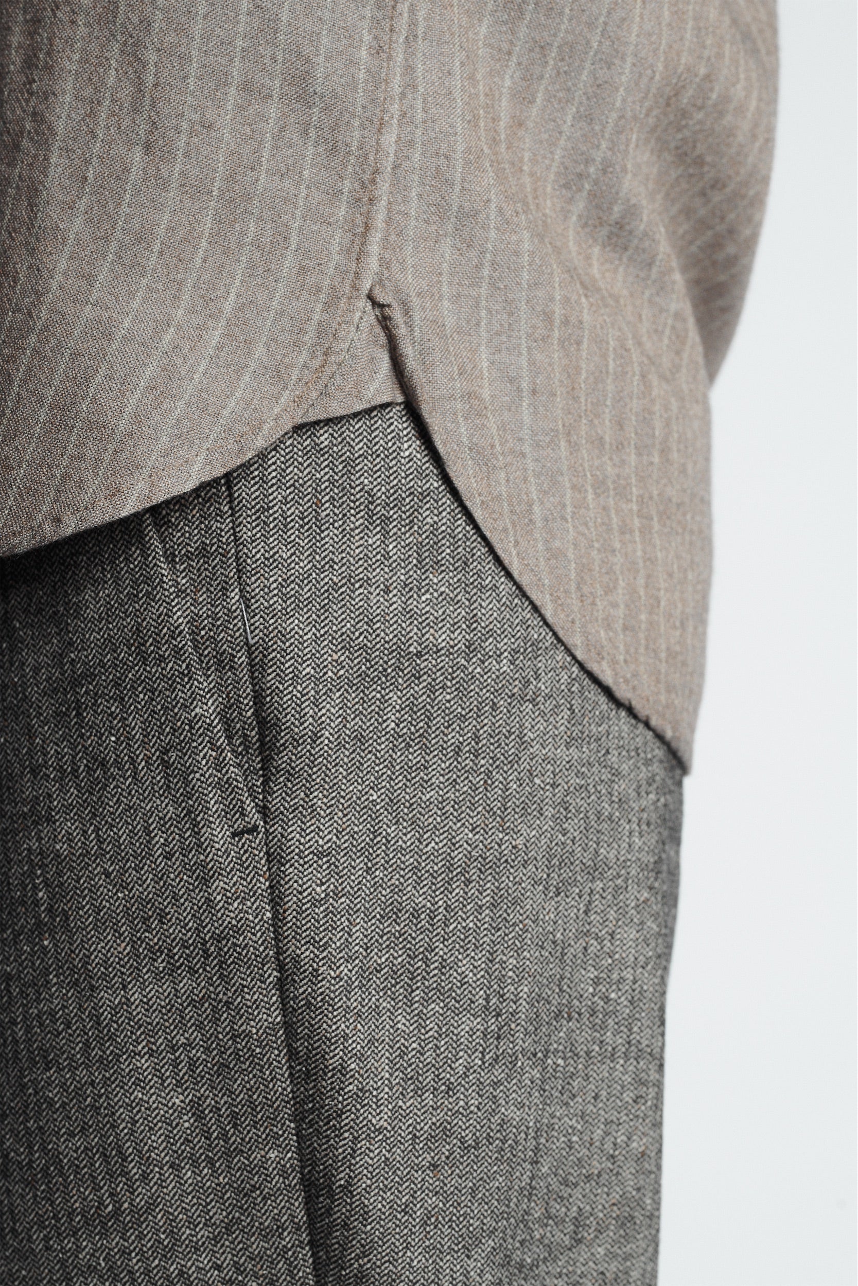 Cute Shirt in a Rusty Grey Copper Green Pin Stripe Portuguese Merino Wool and Modal