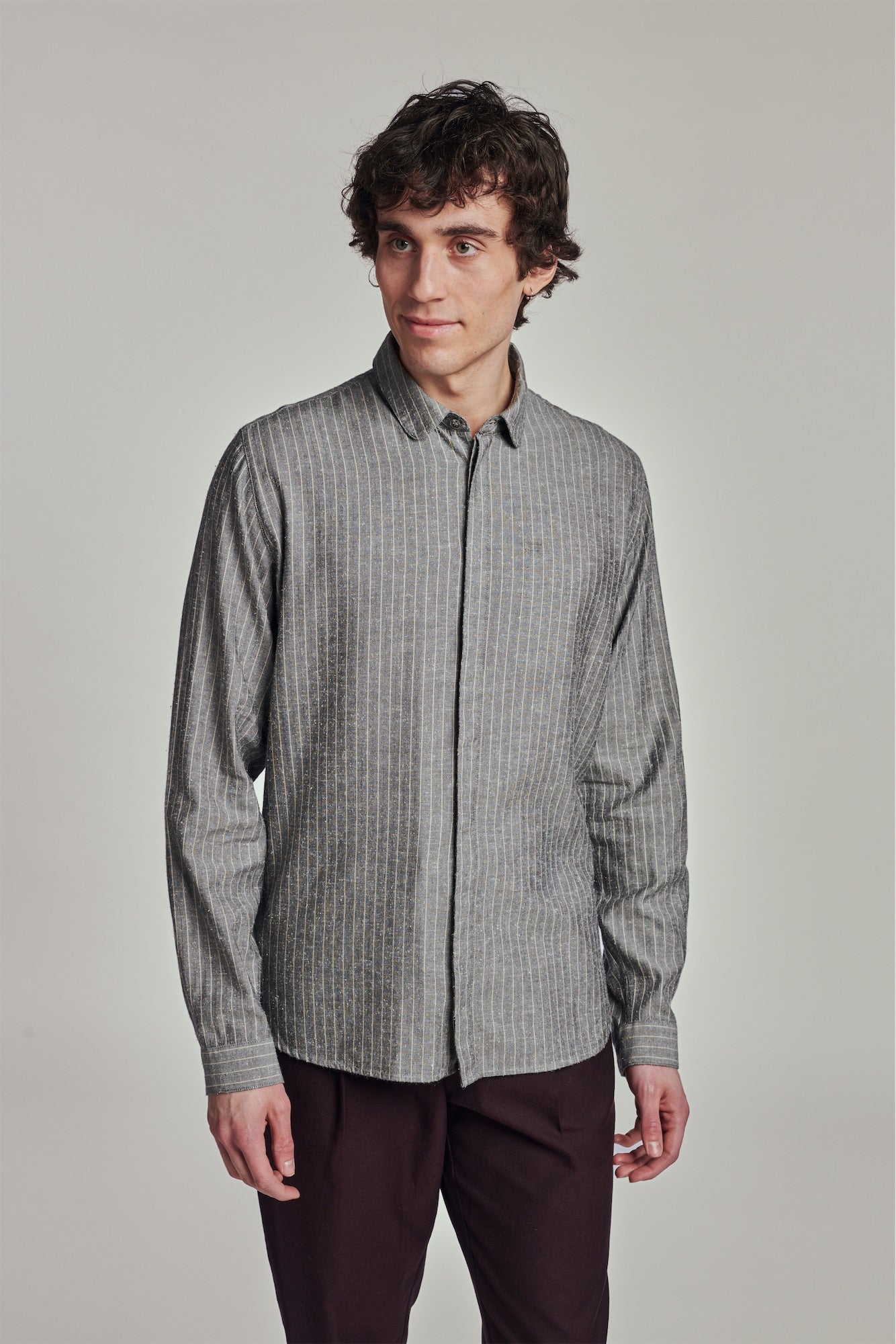 Cute Shirt in a Grey Drapey Blend of Portuguese Cotton and Silk