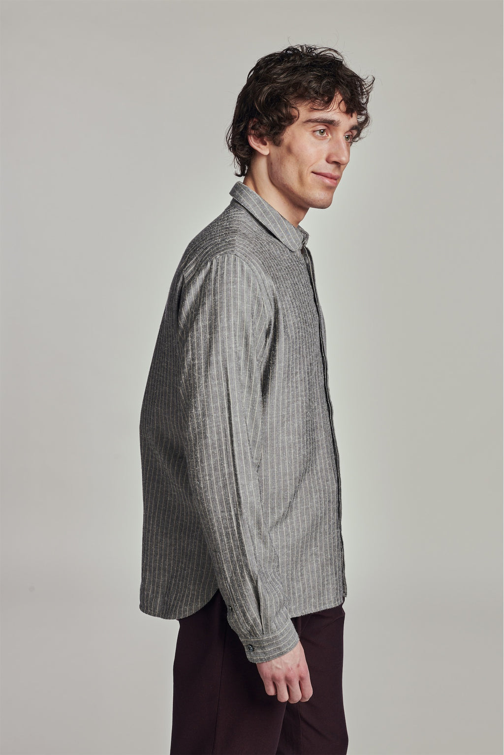 Cute Shirt in a Grey Drapey Blend of Portuguese Cotton and Silk