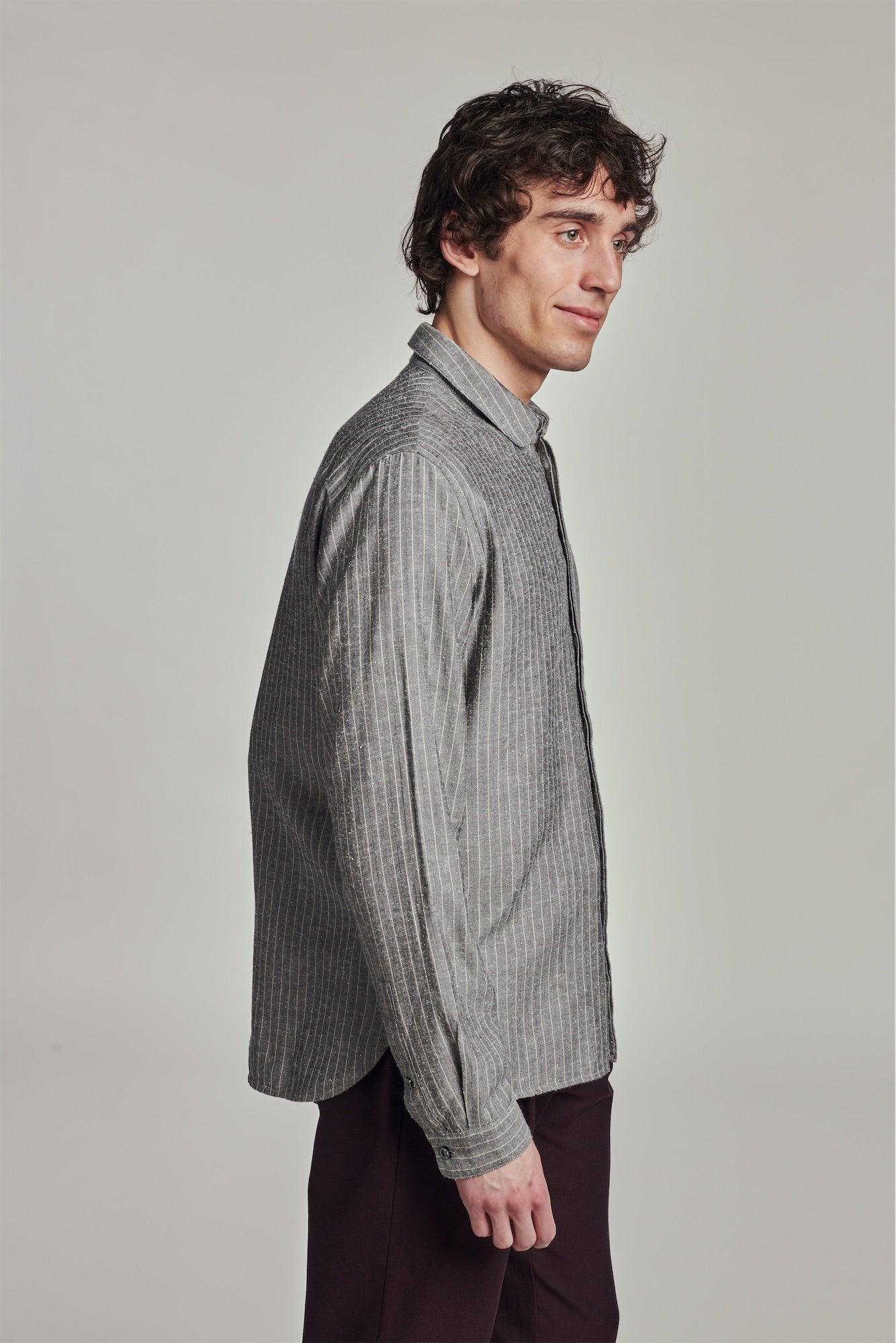 Cute Shirt in a Grey Drapey Blend of Portuguese Cotton and Silk