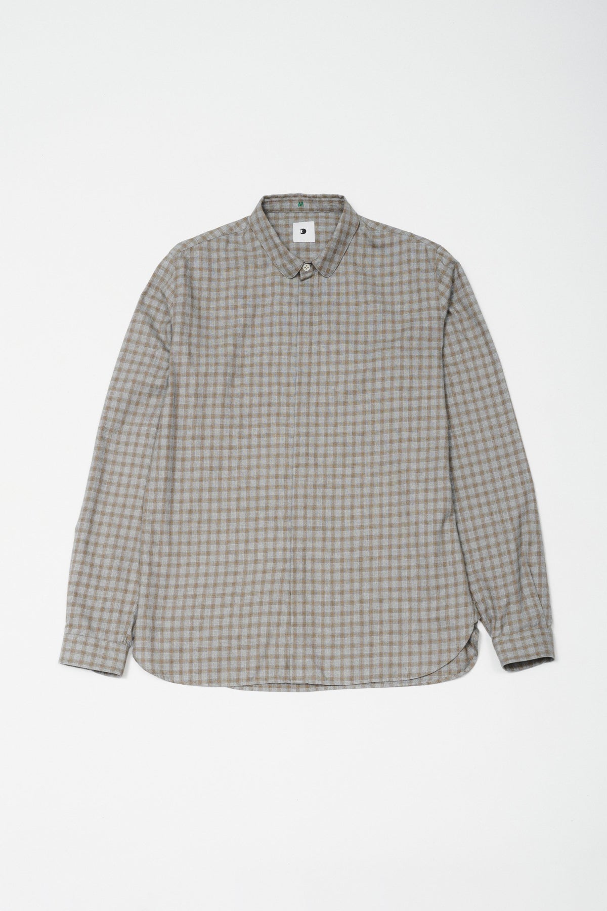 Cute Shirt in a Light Grey and Mustard Yellow Italian Cotton
