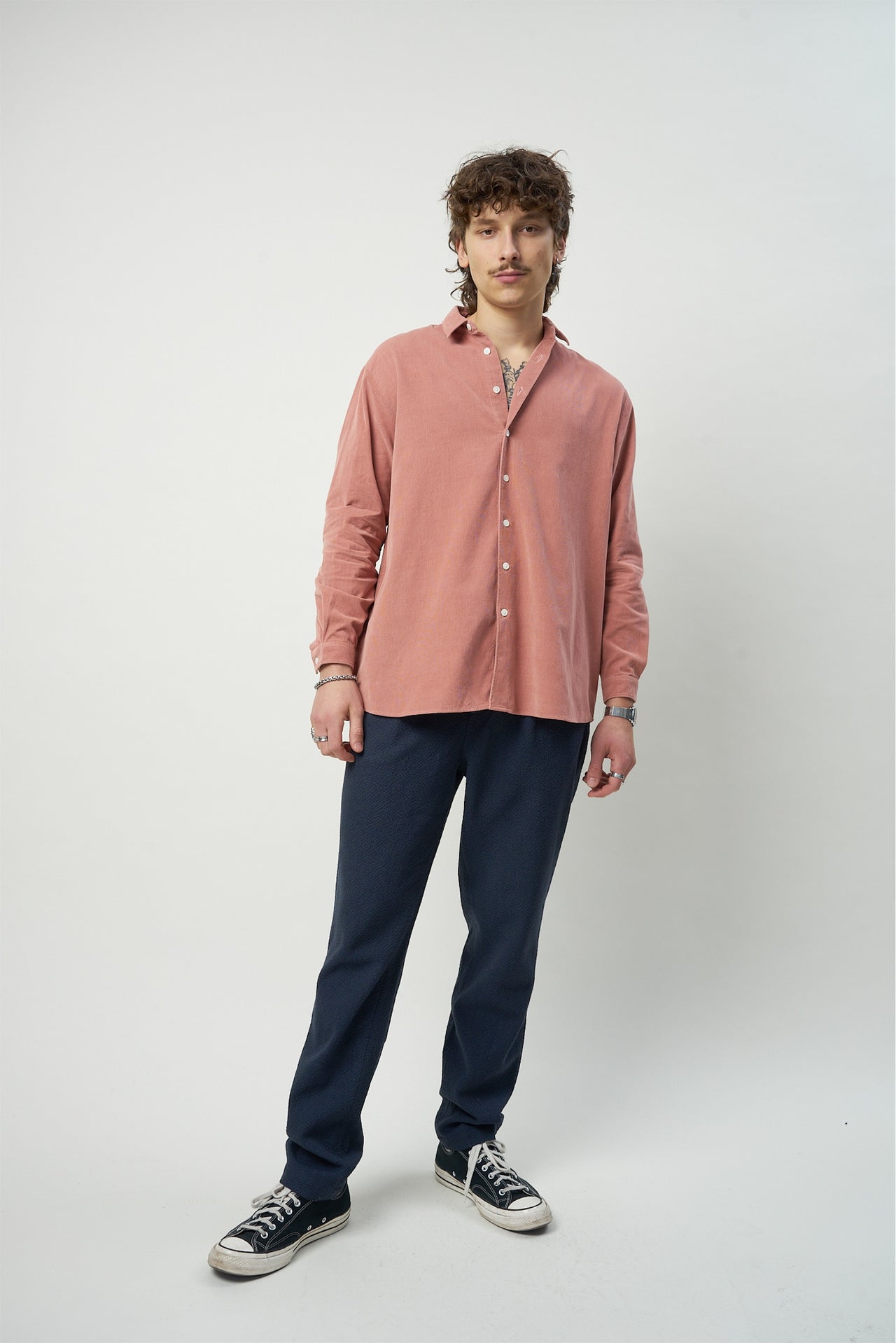 Boxy Unisex Shirt in Dusty Pink in the finest Japanese Baby Corduroy Cotton