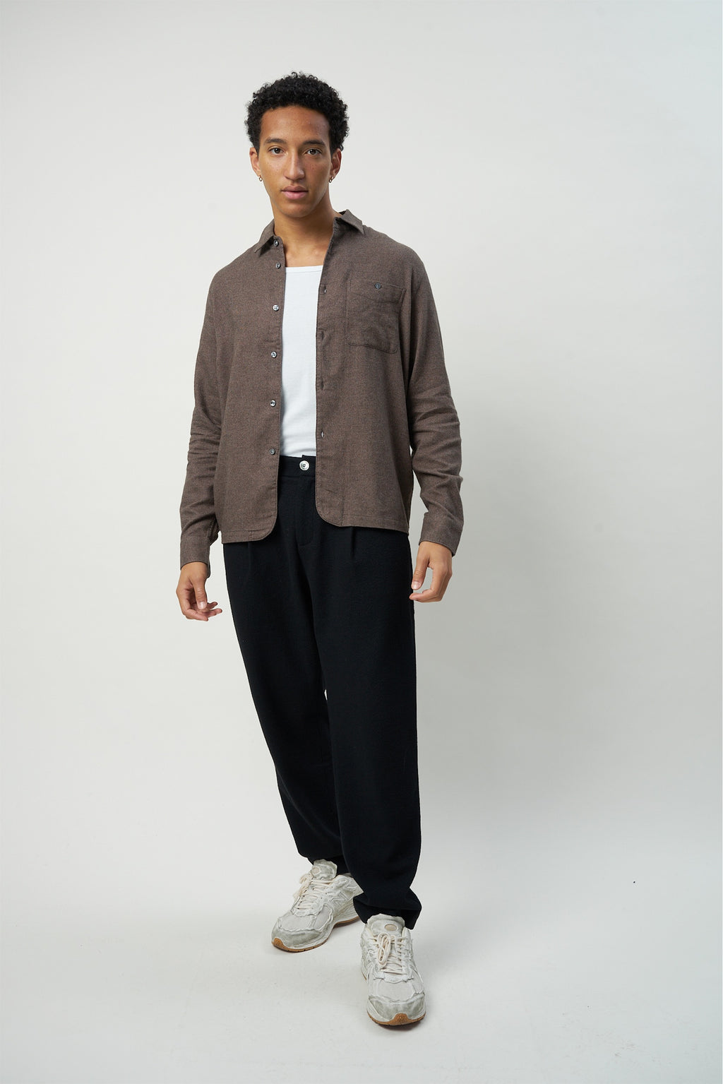 Strong Shirt in a Subtle Brown Double Brushed Italian Cotton Flannel