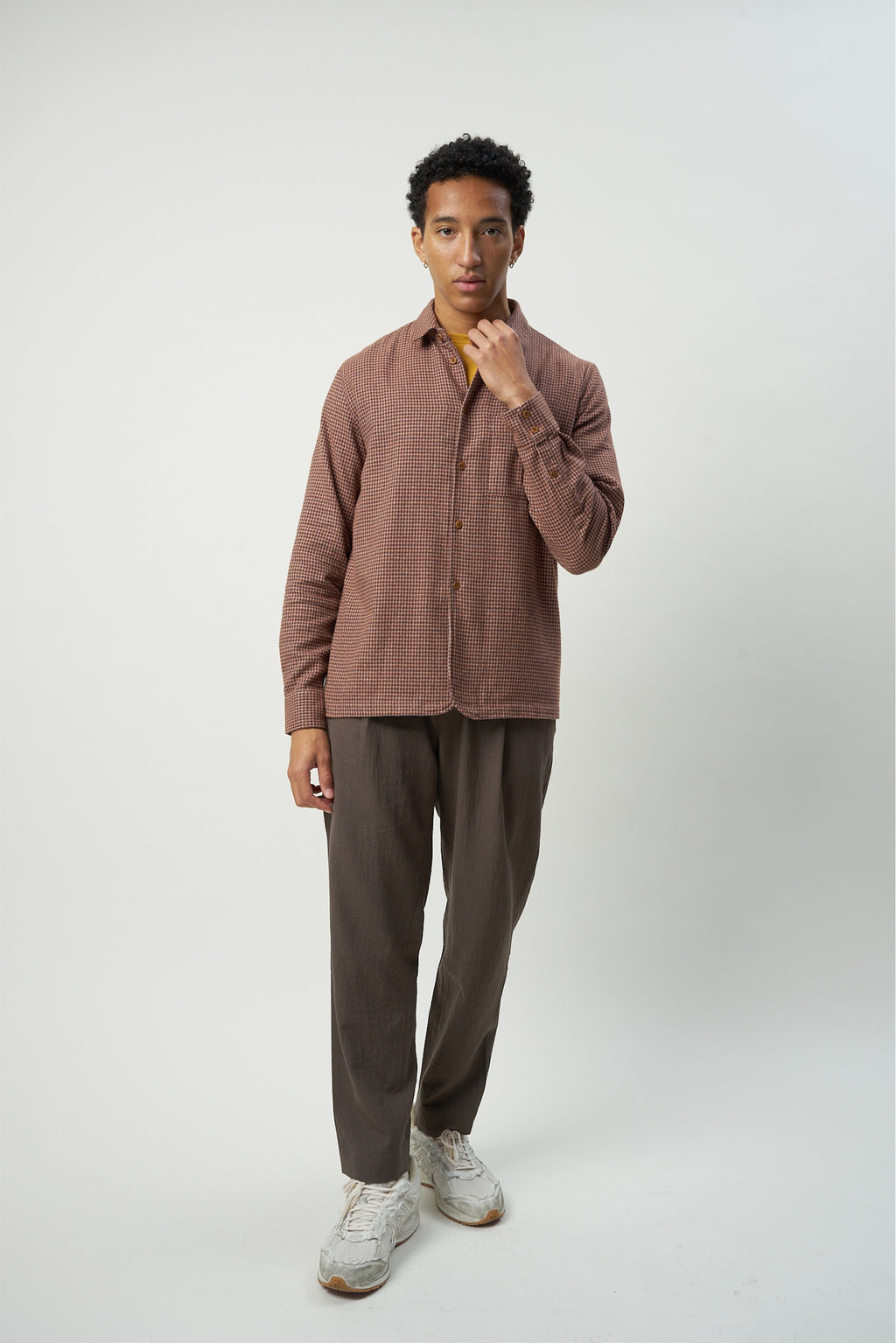 Strong Shirt in a Refreshing Mix of Autumn Green, Yellow, Brown and Purple Portuguese Cotton Flannel