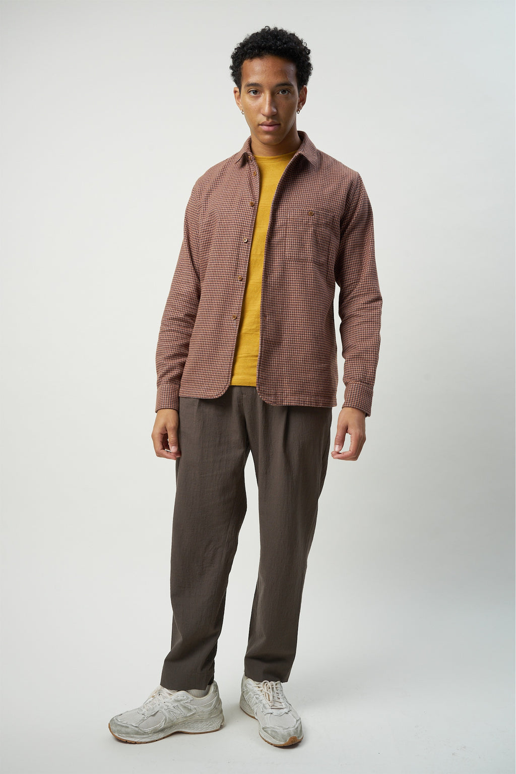 Strong Shirt in a Refreshing Mix of Autumn Green, Yellow, Brown and Purple Portuguese Cotton Flannel