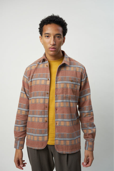 Strong Shirt in a Curry, Cinnamon and Brown Portuguese Cotton Flannel