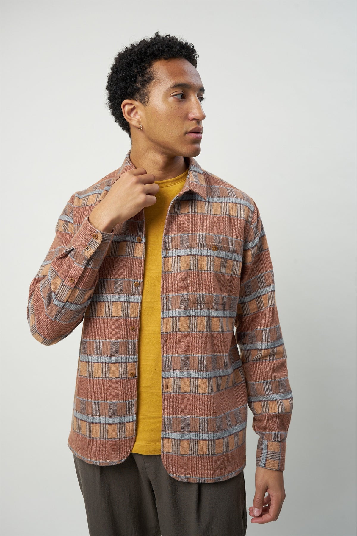 Strong Shirt in a Curry, Cinnamon and Brown Portuguese Cotton Flannel