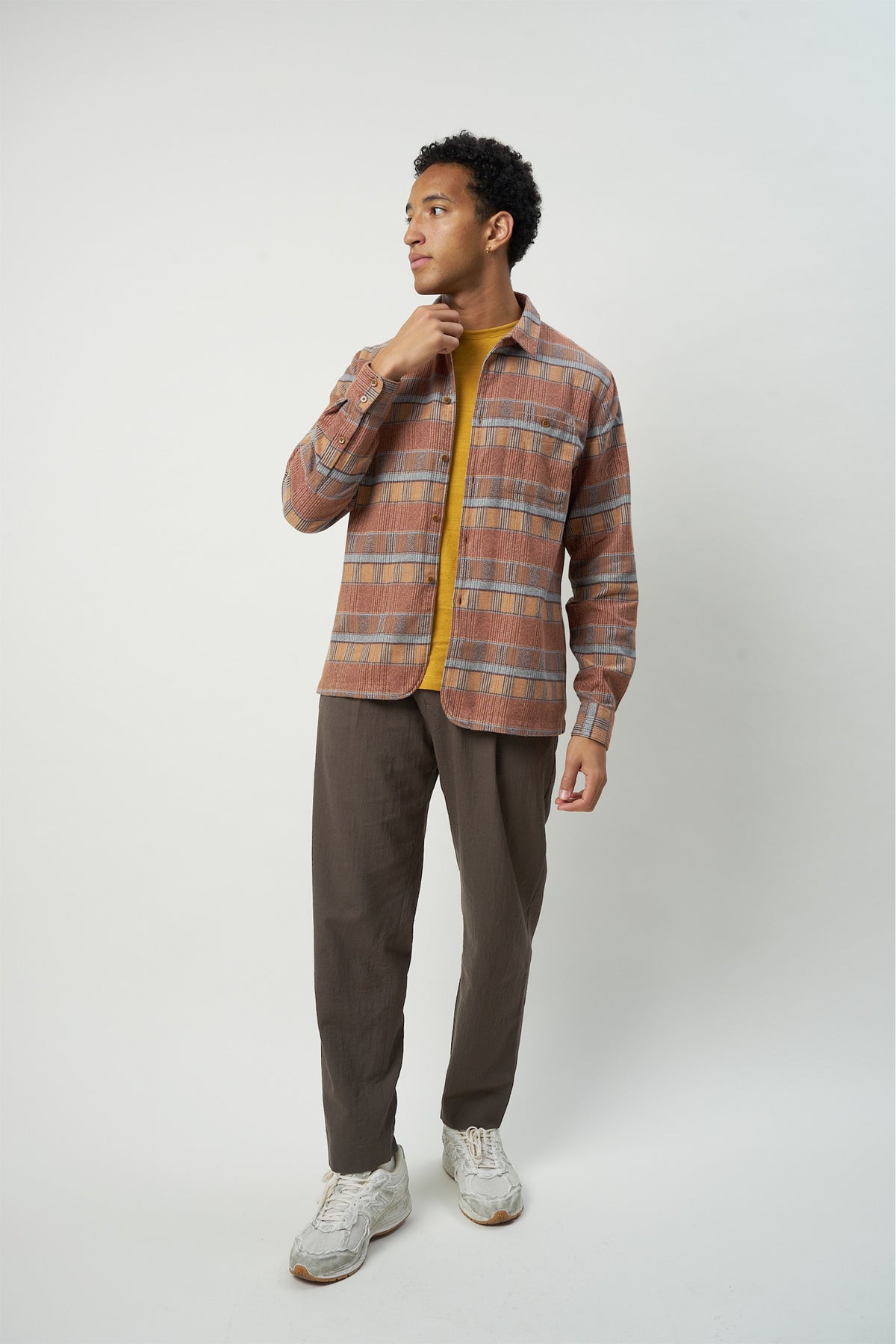 Strong Shirt in a Curry, Cinnamon and Brown Portuguese Cotton Flannel