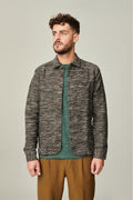 Strong Overshirt in a High End Italian Subtle Green, Brown and Cream Melange of Wool, Cotton, Linen and Cashmere