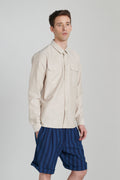Proper Double Pocket Shirt in a Beige Portuguese Oxford Cotton