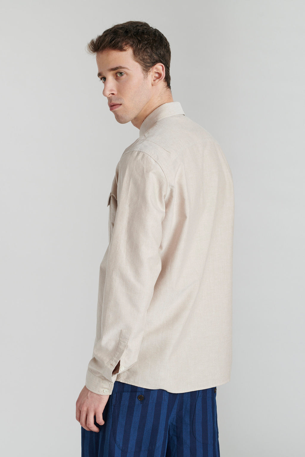 Proper Double Pocket Shirt in a Beige Portuguese Oxford Cotton