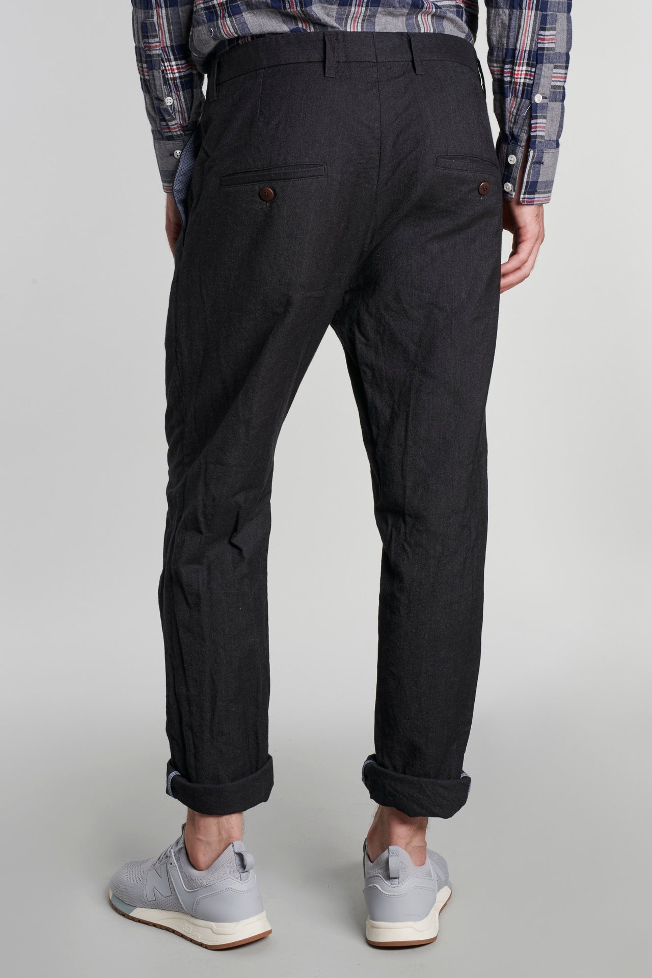 Bohemian Trousers in a Dark Grey Italian Virgin Wool and Cotton