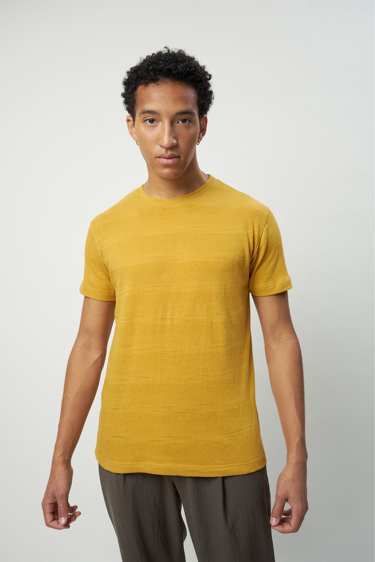 T-Shirt in a Yellow Japanese Slow-Knit Cotton Jersey