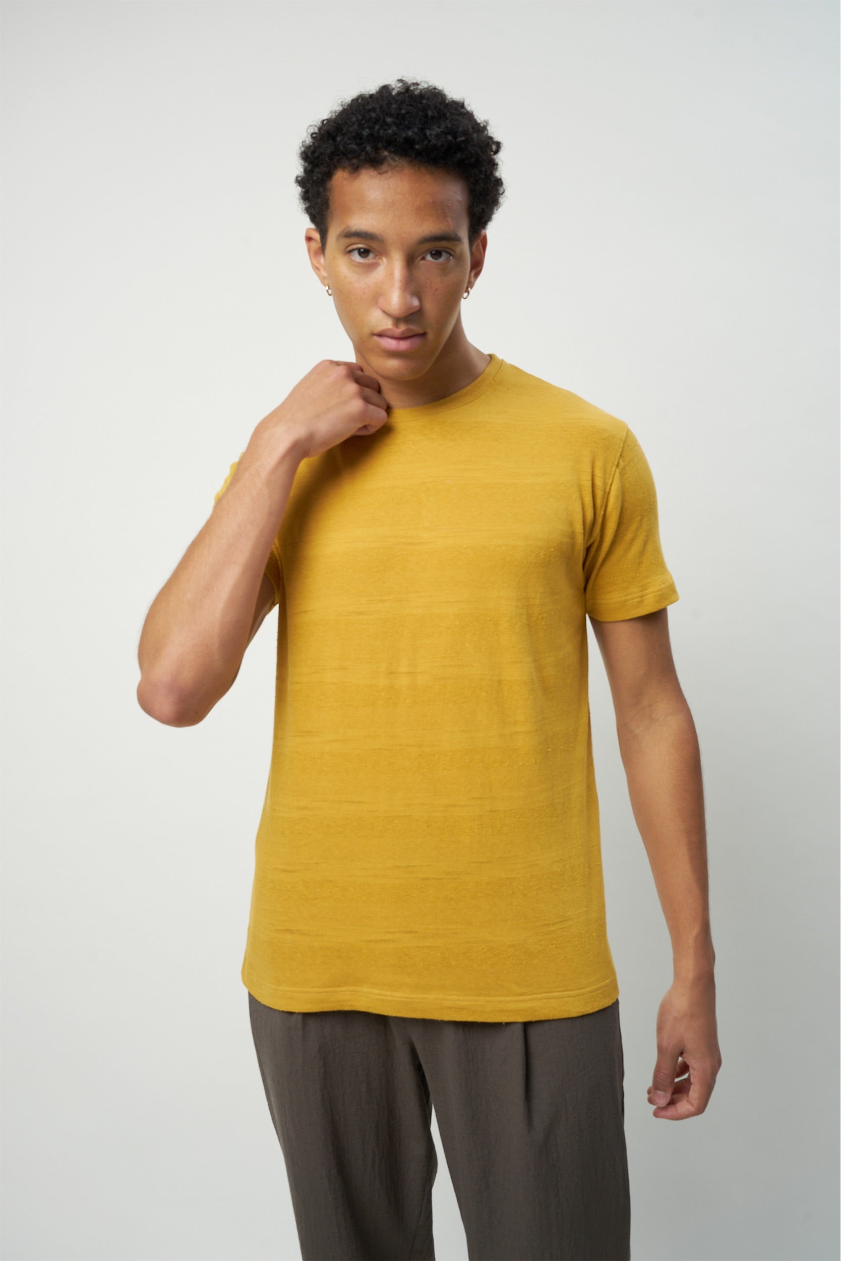 T-Shirt in a Yellow Japanese Slow-Knit Cotton Jersey