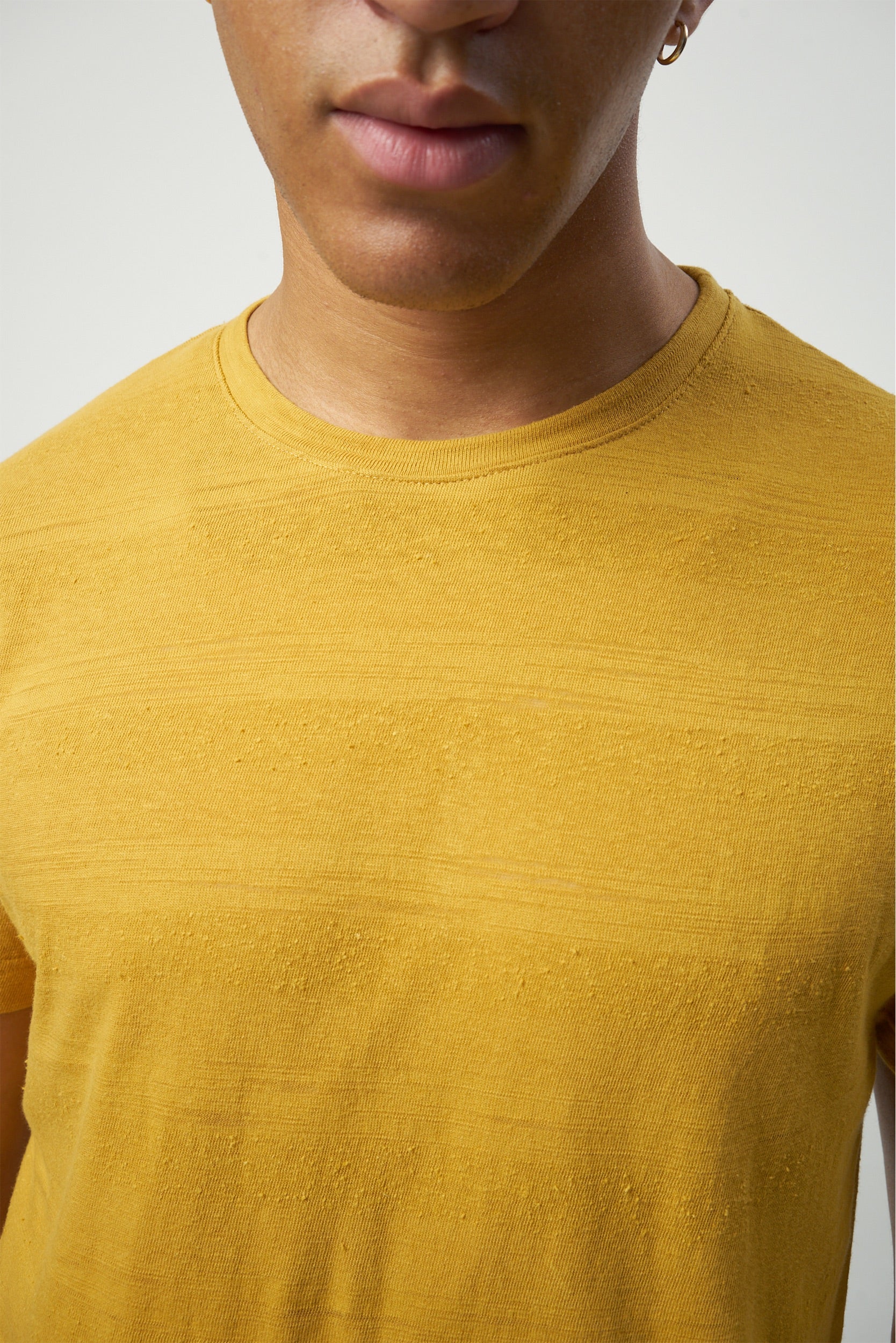 T-Shirt in a Yellow Japanese Slow-Knit Cotton Jersey