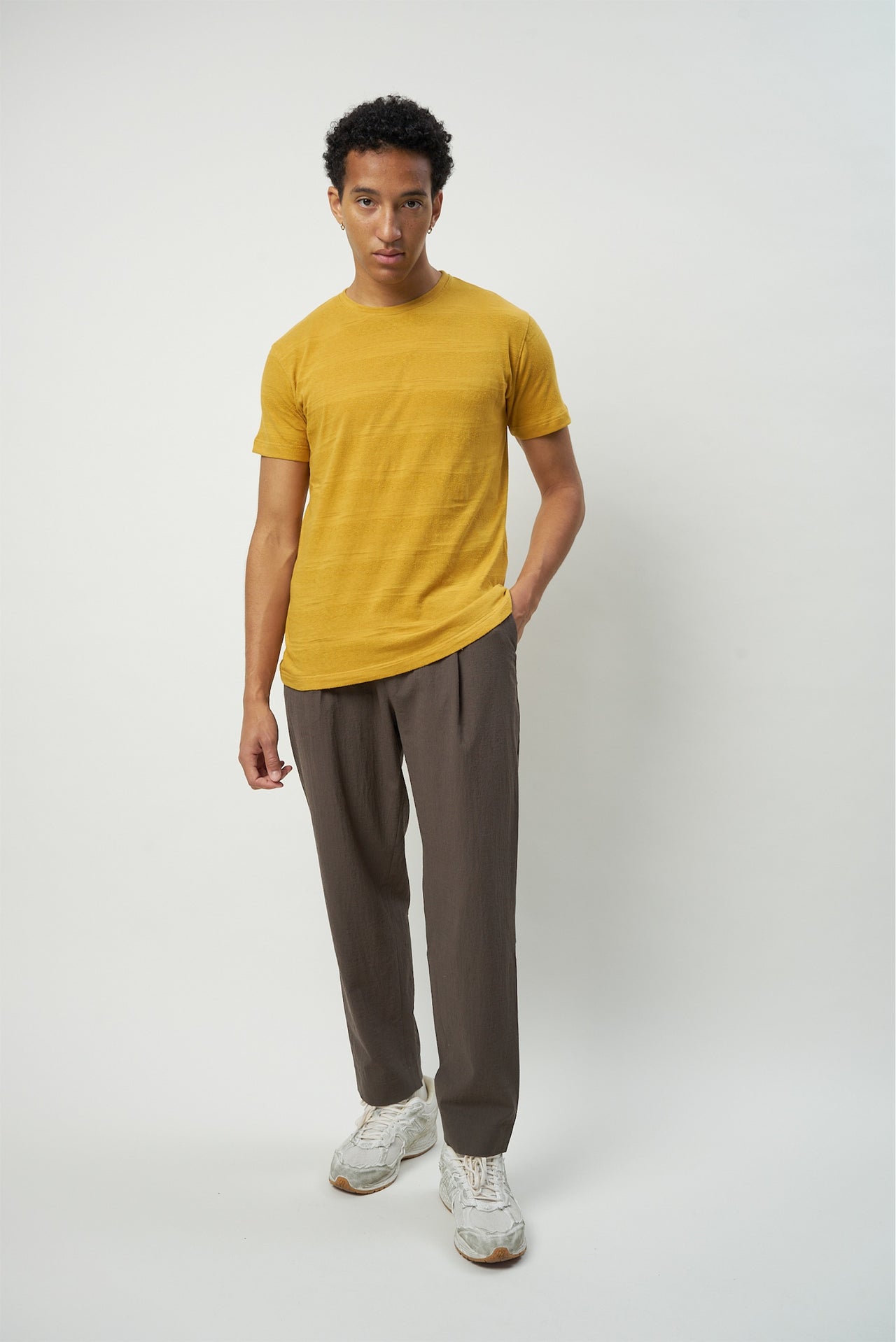 T-Shirt in a Yellow Japanese Slow-Knit Cotton Jersey