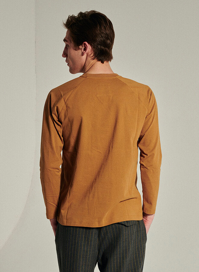 Long Sleeve T-Shirt in a Mustard Dark Yellow Japanese Organic Cotton
