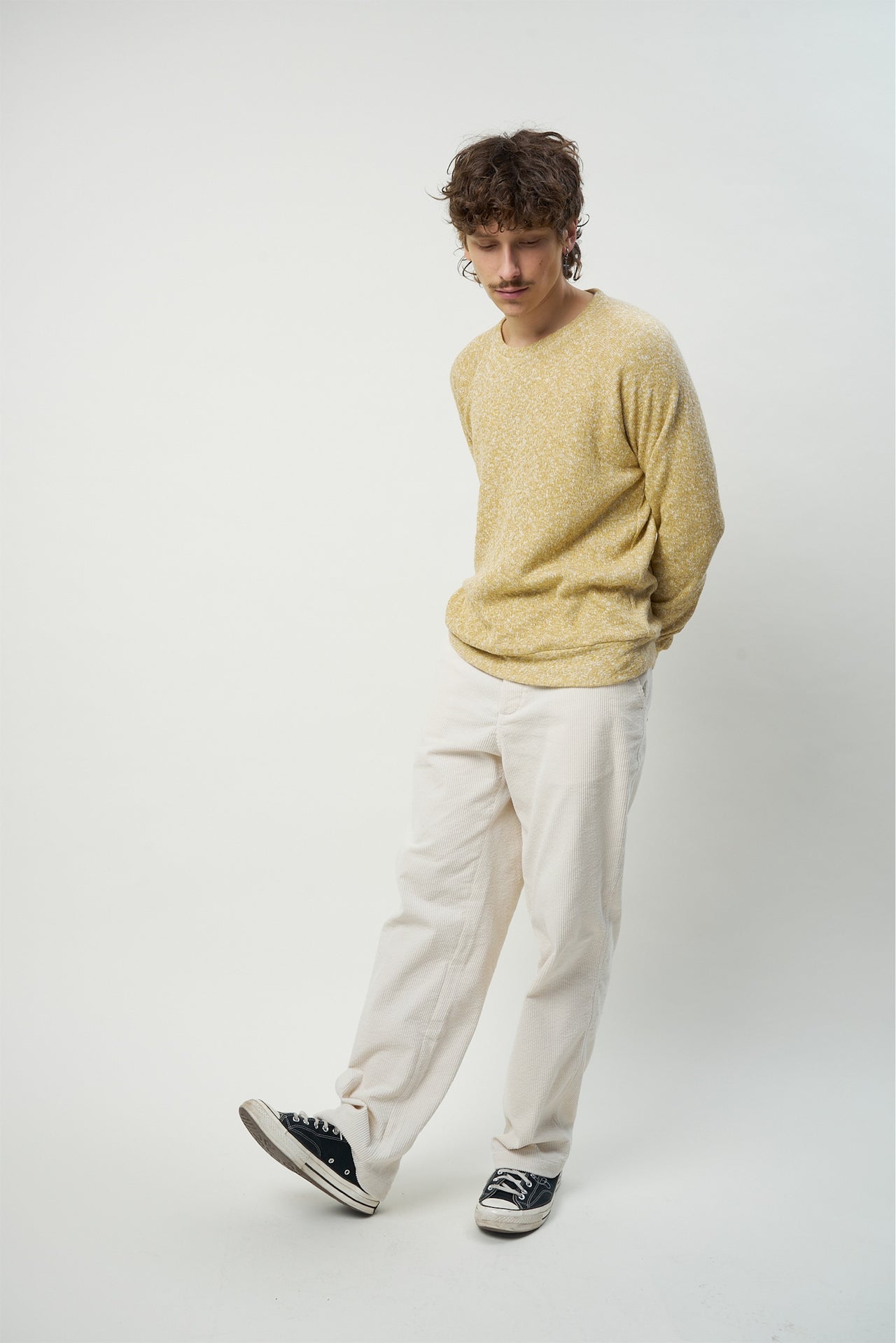 Long Sleeve Sweatshirt in a Yellow Double Sided Japanese Cotton Knit