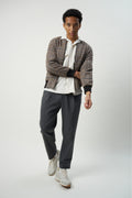 Bomber Jacket in a Soft Brown Chequered Italian Wool