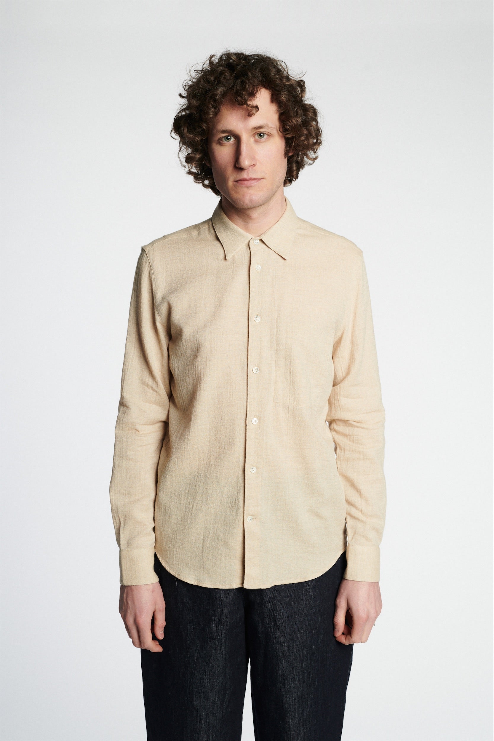 Feel Good Shirt in a Very Soft Beige Japanese Organic Cotton
