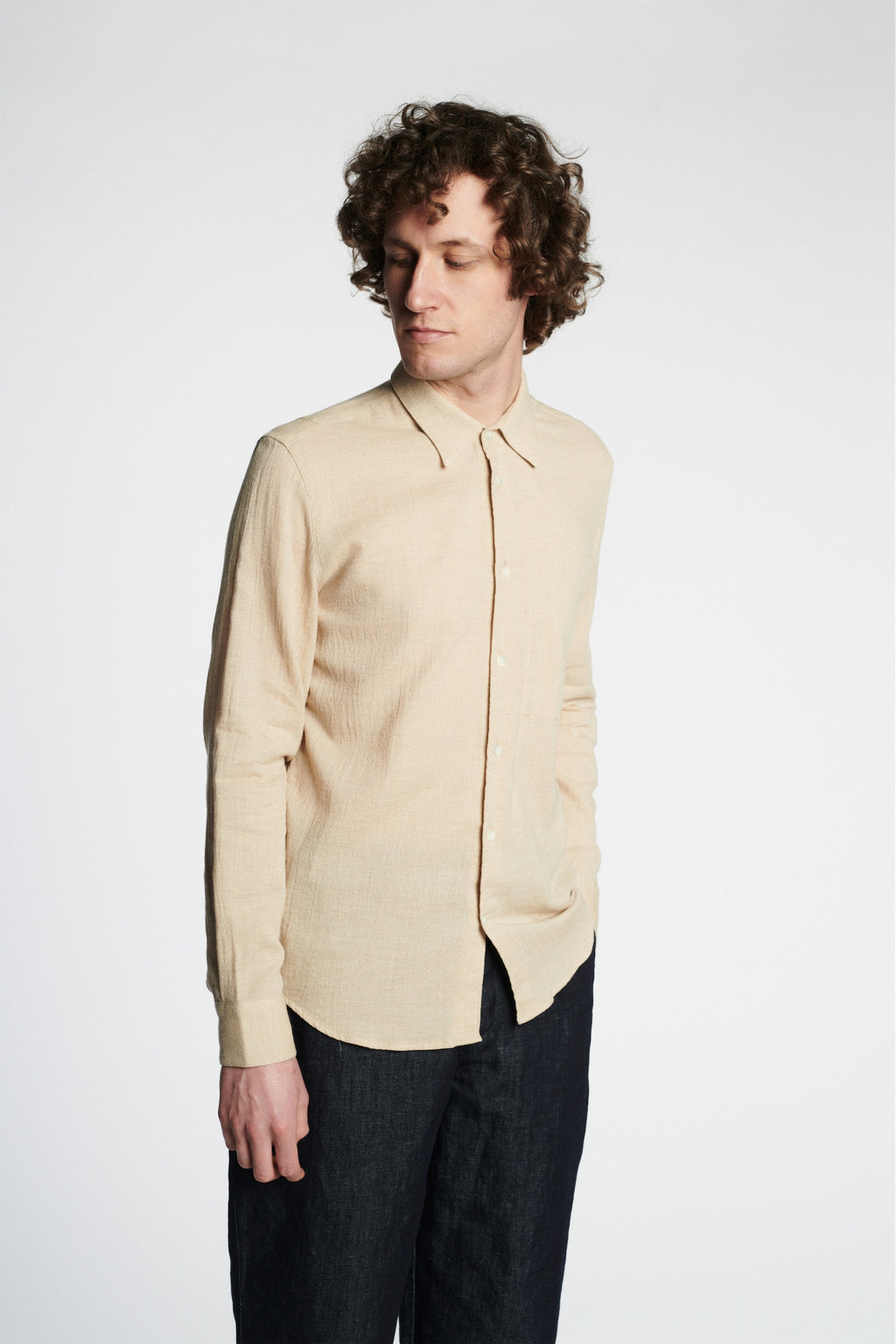 Feel Good Shirt in a Very Soft Beige Japanese Organic Cotton