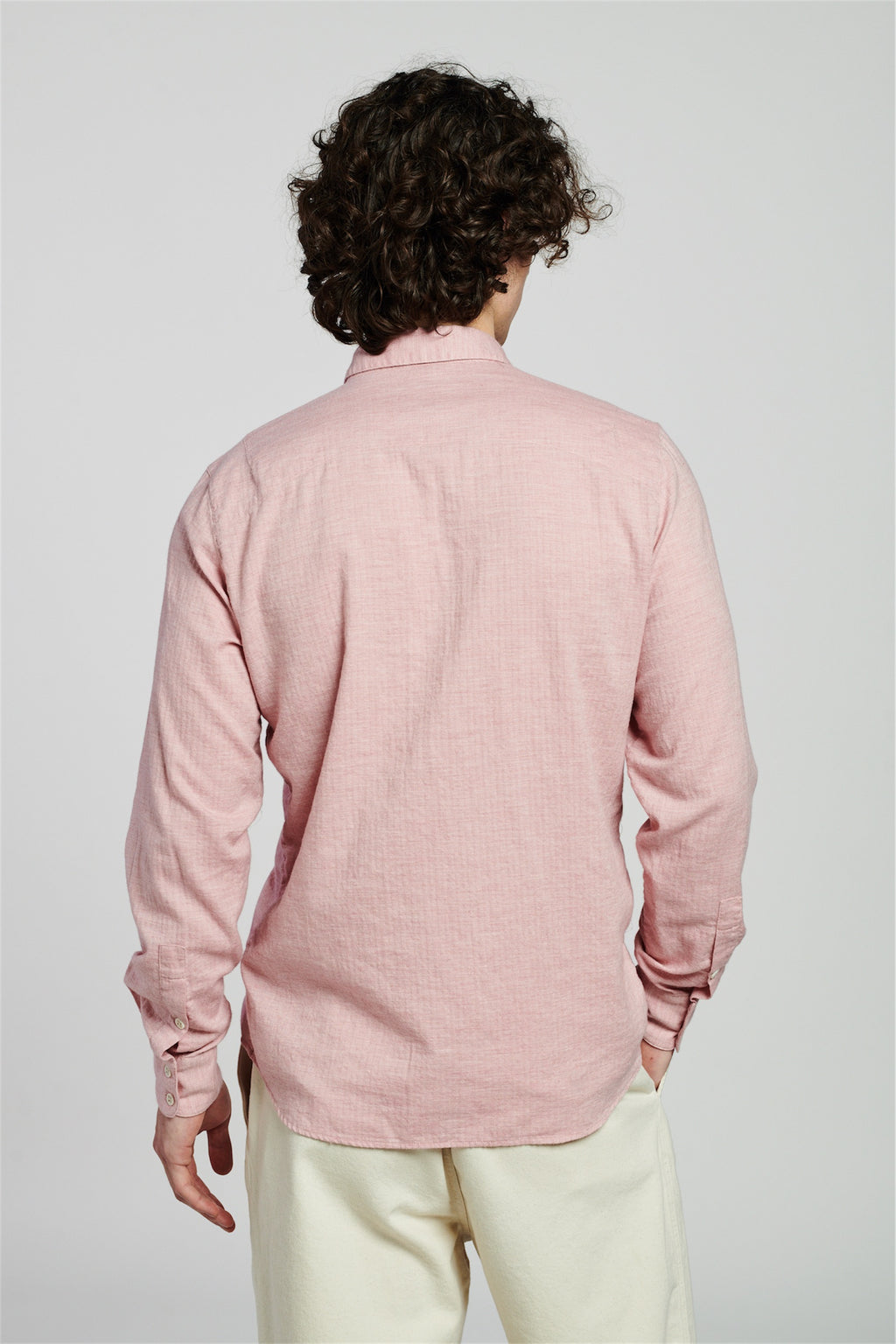 Feel Good Shirt in a Pink Japanese Organic Herringbone Cotton