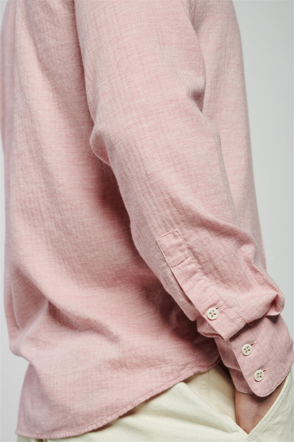 Feel Good Shirt in a Pink Japanese Organic Herringbone Cotton