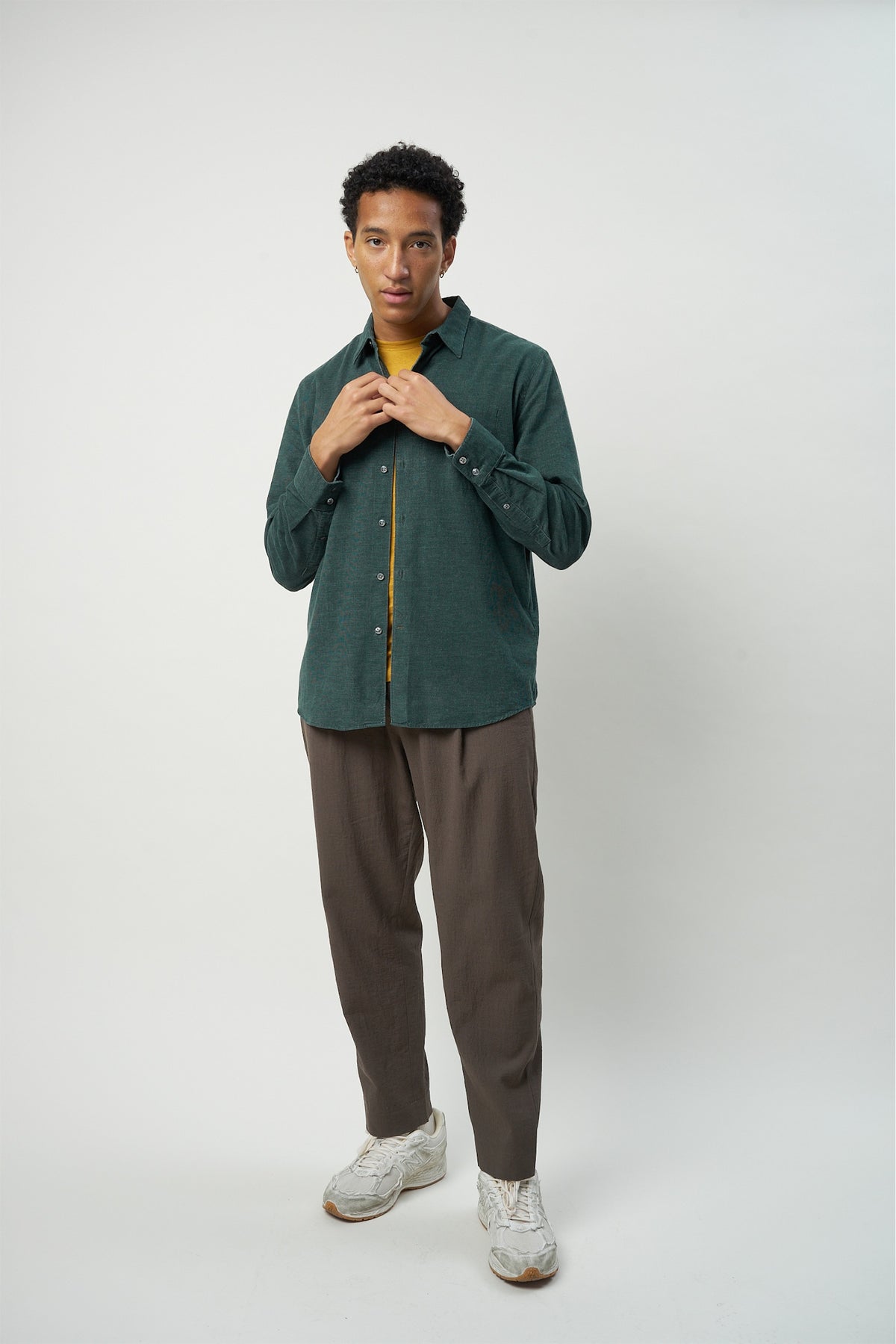 Feel Good Shirt in a Moss Green Japanese Corduroy Cotton