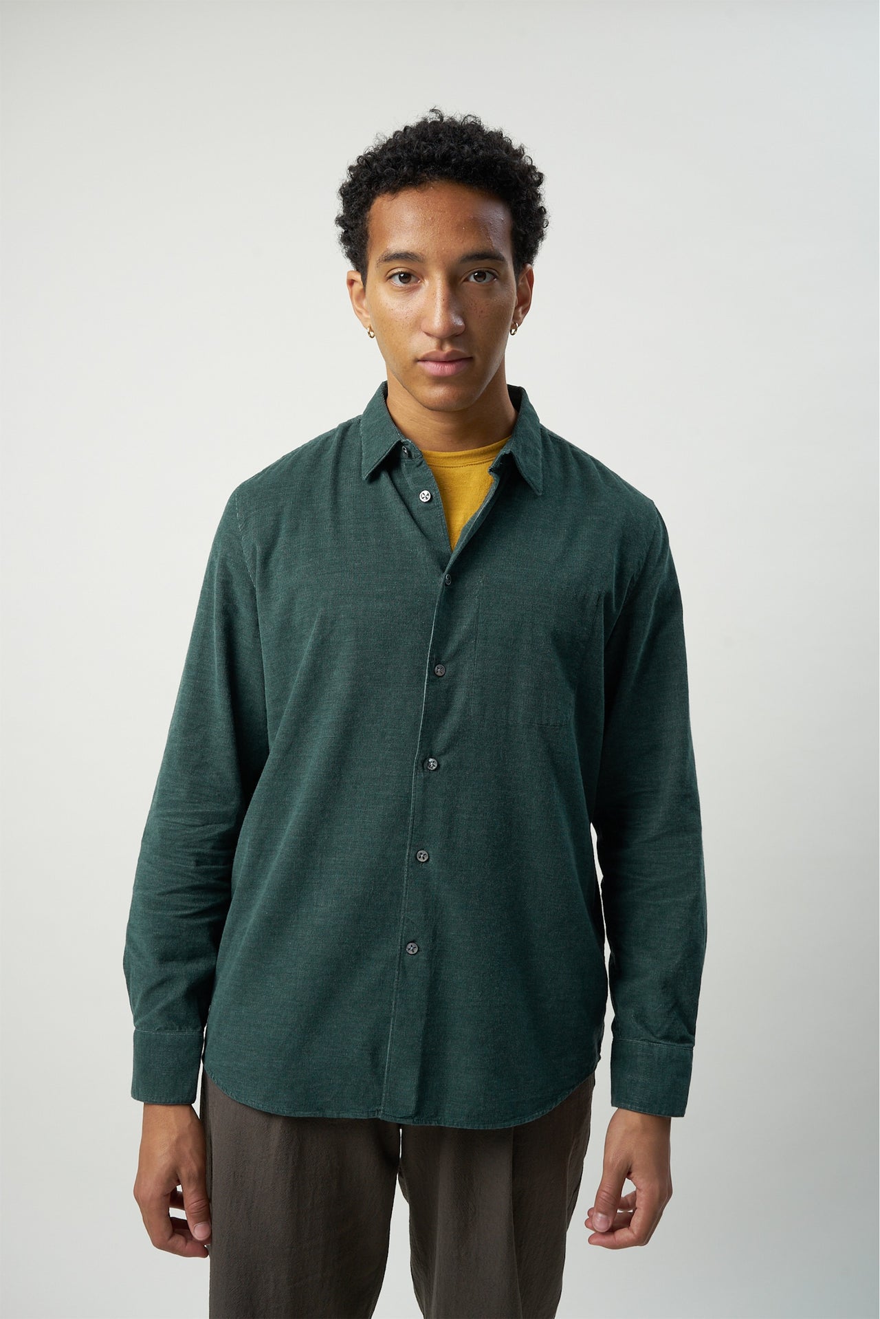 Feel Good Shirt in a Moss Green Japanese Corduroy Cotton